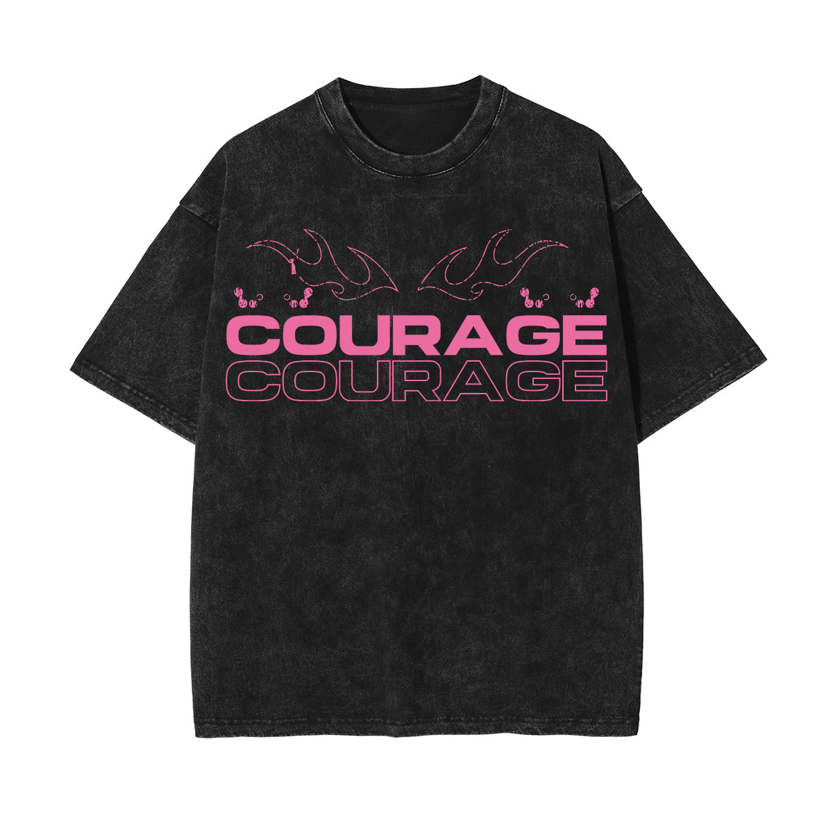 Courage Streetwear Stone Wash Graphic Tee-INNBLAC Fashion Apparel