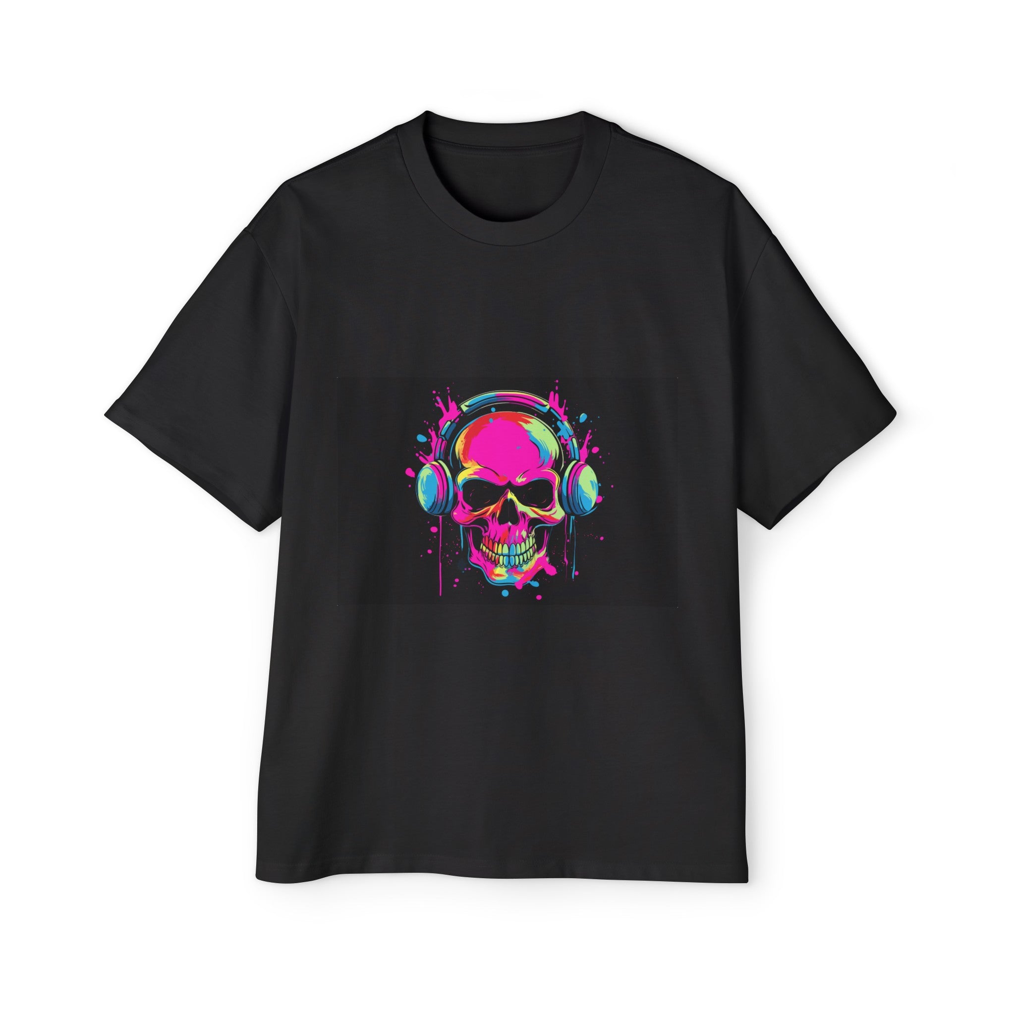 Hip Hop Skull With Headphones Graphic Tee-INNBLAC Fashion Apparel