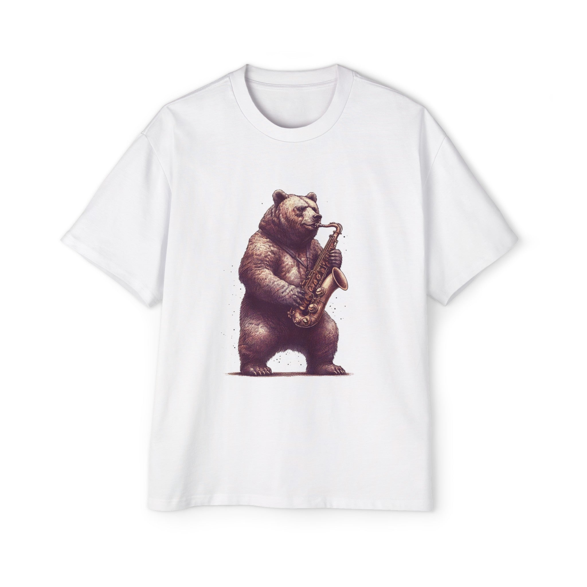 Bear Playing Saxophone Graphic Tee-INNBLAC Fashion Apparel