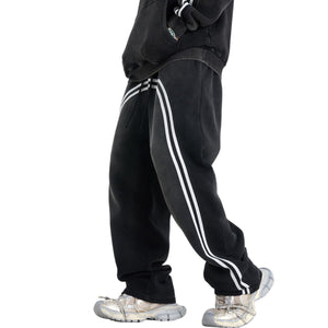 Arc Stripe Thick Baggy Sweatpants-INNBLAC Fashion Apparel