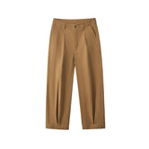 Solid Color Tapered Cotton Trousers-INNBLAC Fashion Apparel