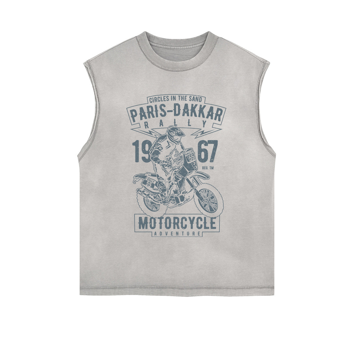 Paris Dakkar Rally Motorcycle Sleeveless Faded Tee-INNBLAC Fashion Apparel