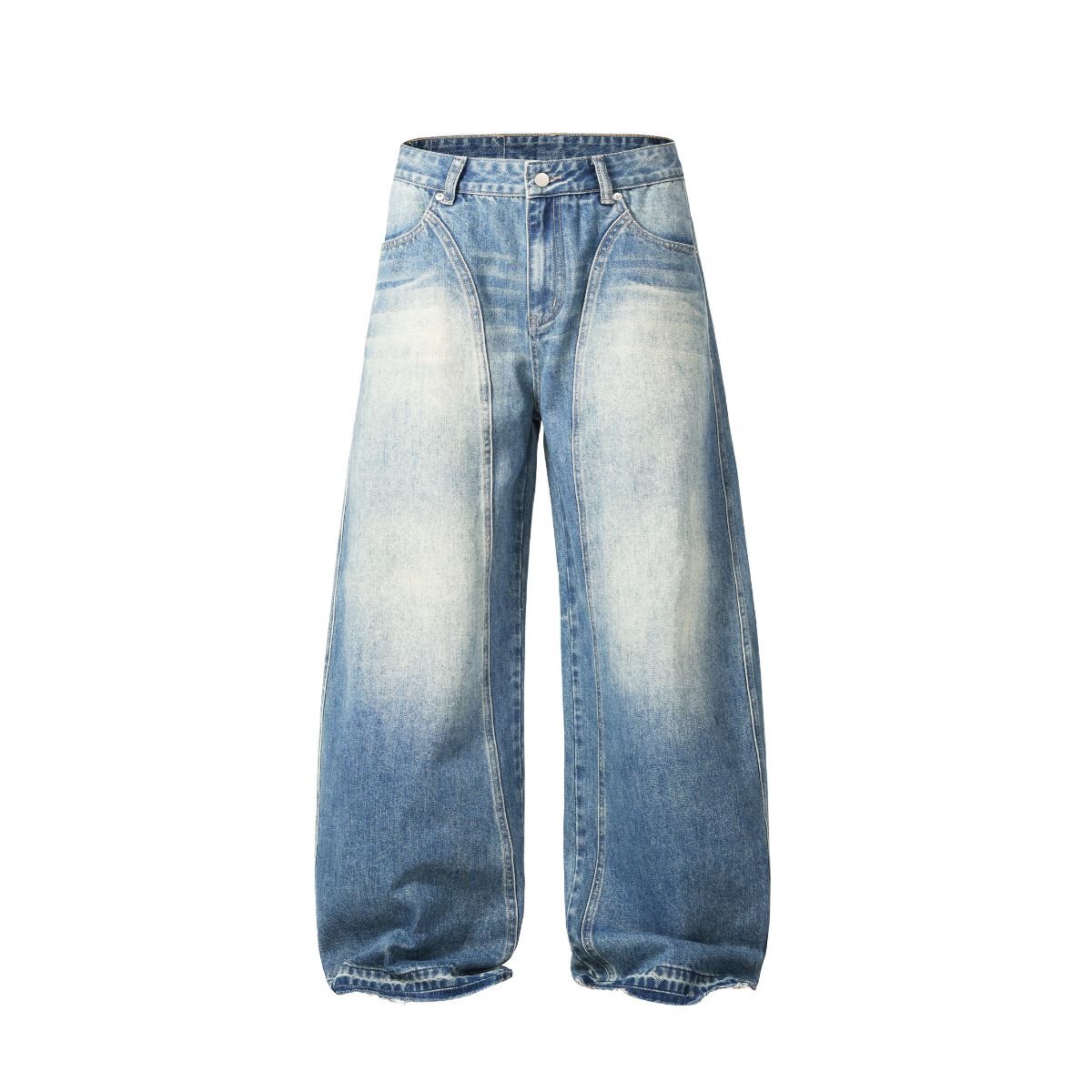 Washed Barrel-Leg Jeans-INNBLAC Fashion Apparel