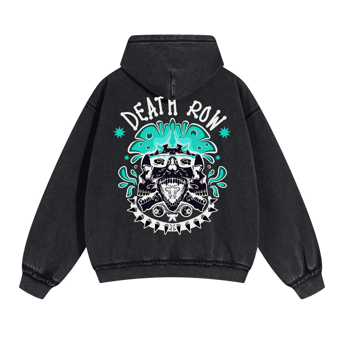 Death Row Street Punk Double Slider Zip Hoodie-INNBLAC Fashion Apparel