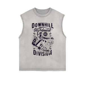 Downhill Skateboard Vintage Sleeveless Tee-INNBLAC Fashion Apparel