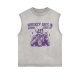 Skull Whiskey Goes In Wisdom Sleeveless Faded Tee-INNBLAC Fashion Apparel