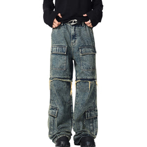 Multi-Pocket Patchwork Jeans-INNBLAC Fashion Apparel