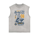 Mixed Martial Arts Retro Graphic Sleeveless Faded Tee-INNBLAC Fashion Apparel