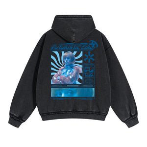 Futuristic Girl Y2k Streetwear Back Print Hoodie-INNBLAC Fashion Apparel