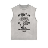 Marines Revolution Retro Sleeveless Faded Tee-INNBLAC Fashion Apparel