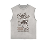 Skate Or Die Graphic Sleeveless Faded Tee-INNBLAC Fashion Apparel