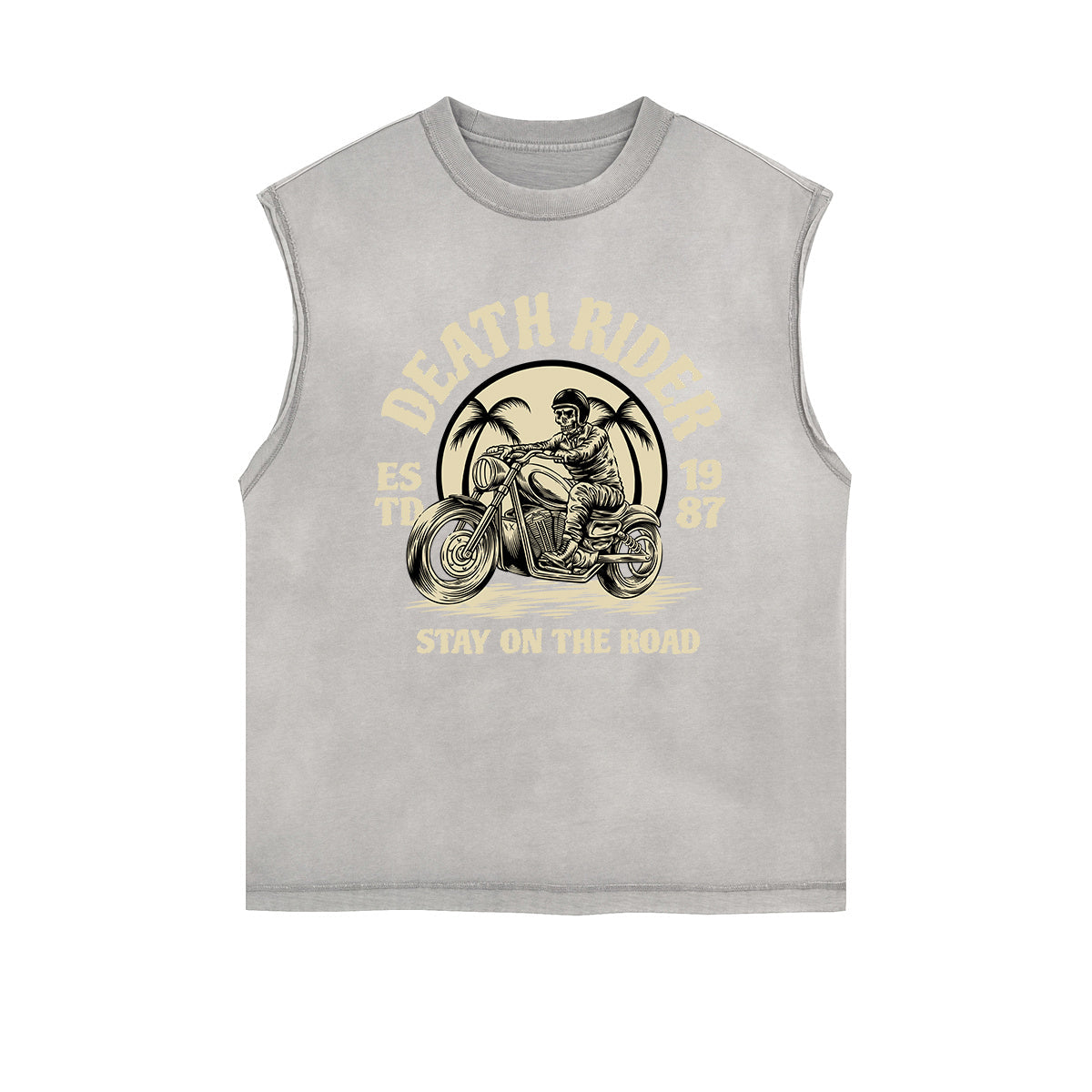 Death Rider Vintage Graphic Sleeveless Faded Tee-INNBLAC Fashion Apparel