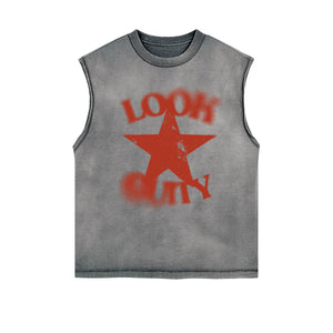 Retro Pentagram Graphic Sleeveless Tee-INNBLAC Fashion Apparel