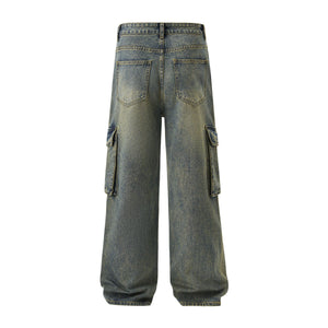 Wide Leg Cargo Denim Pants-INNBLAC Fashion Apparel