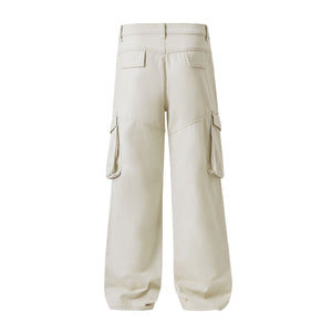 Beige Baggy Cargo Pants-INNBLAC Fashion Apparel