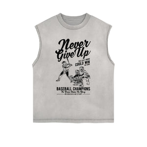 Never Give Up Sleeveless Graphic Tee-INNBLAC Fashion Apparel