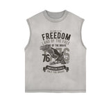 Eagle Retro Graphic Sleeveless Faded Tee-INNBLAC Fashion Apparel