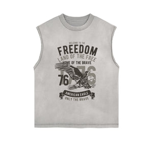 Eagle Retro Graphic Sleeveless Faded Tee-INNBLAC Fashion Apparel