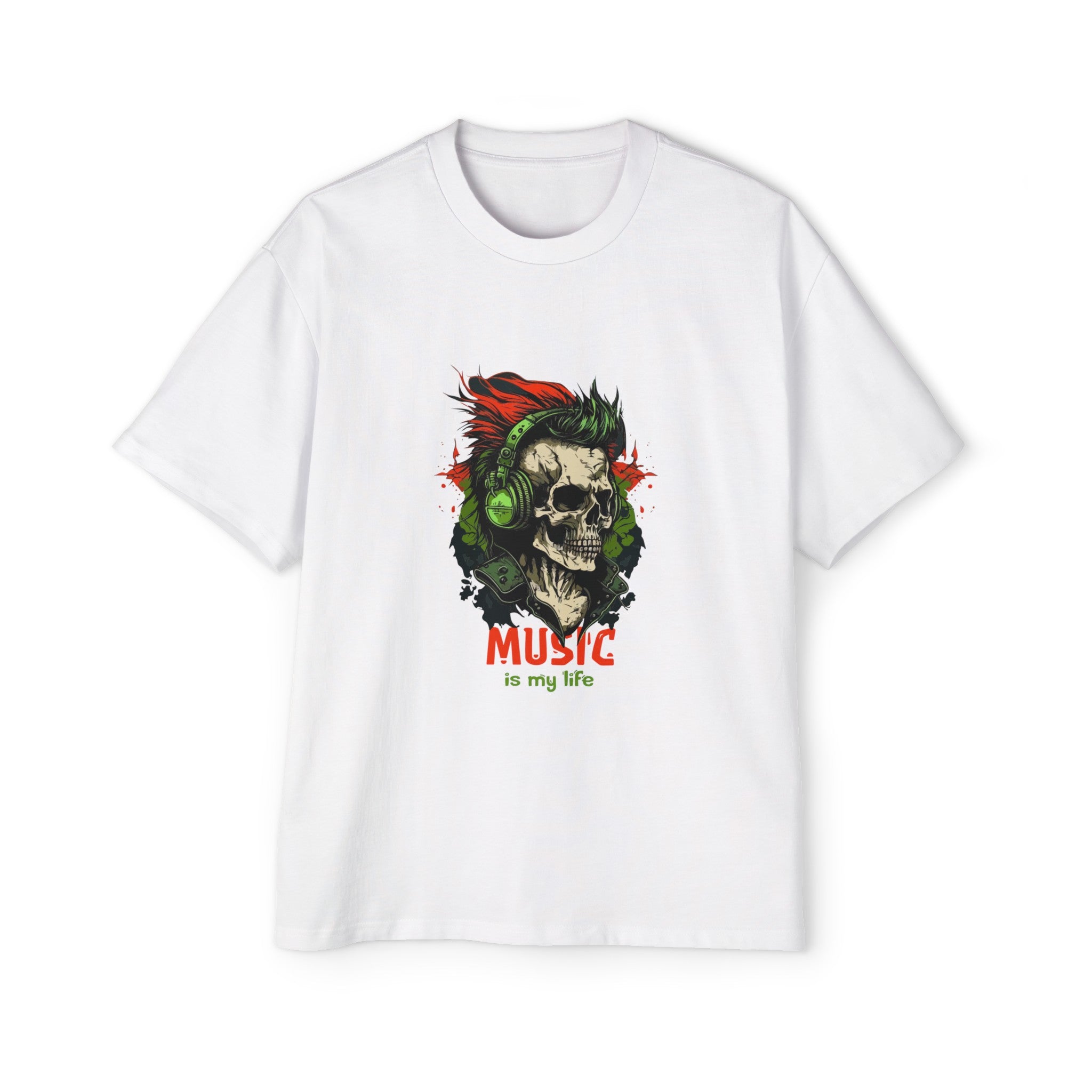 Skull With Headphones Vintage Graphic Tee-INNBLAC Fashion Apparel