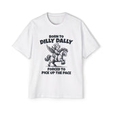 Born To Dilly Dally Angel Riding Pony Graphic Tee-INNBLAC Fashion Apparel