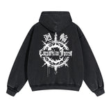 Chinese Characters Gothic Double Slider Zip Hoodie-INNBLAC Fashion Apparel