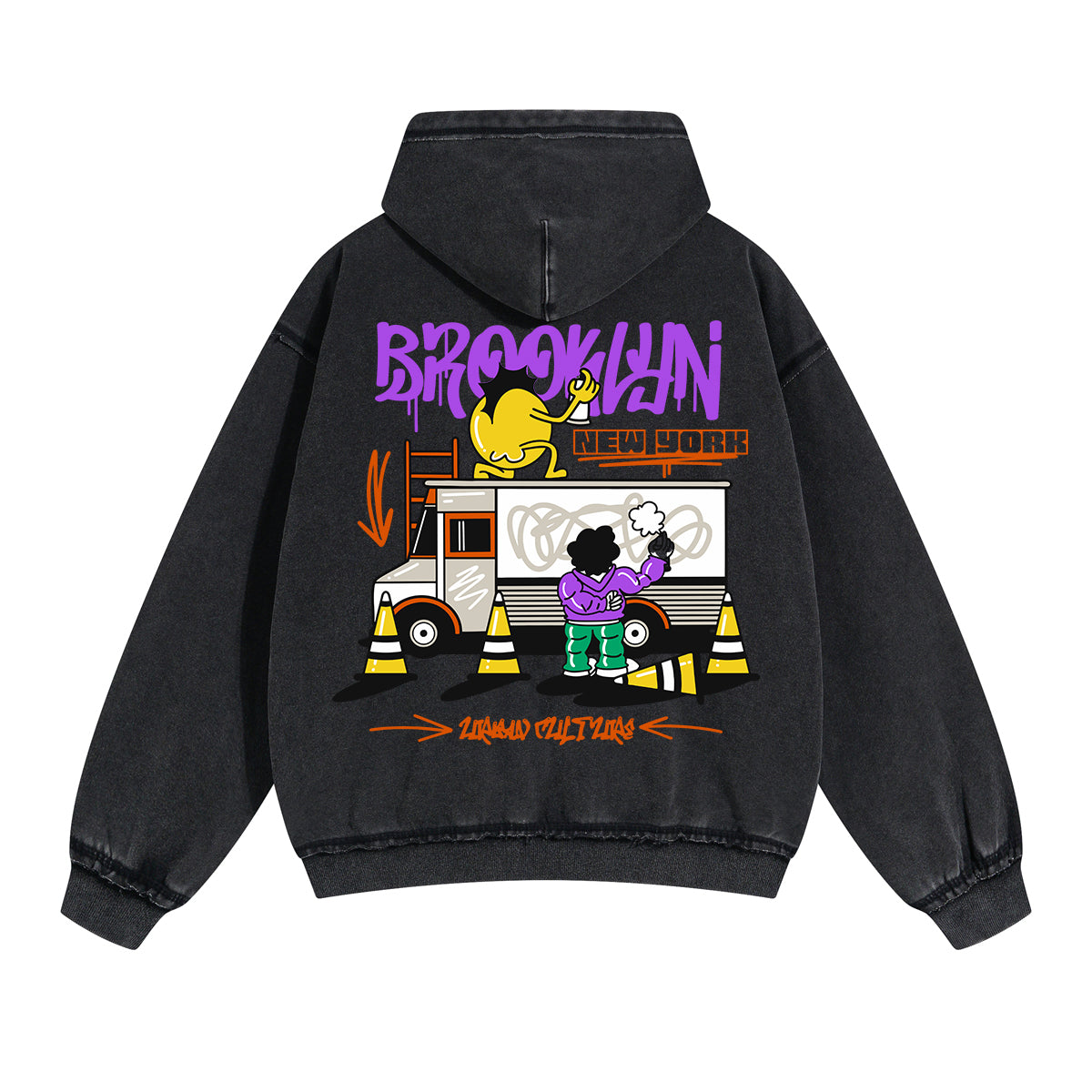 Brooklyn New York Graffiti Double Slider Zip Hoodie-INNBLAC Fashion Apparel