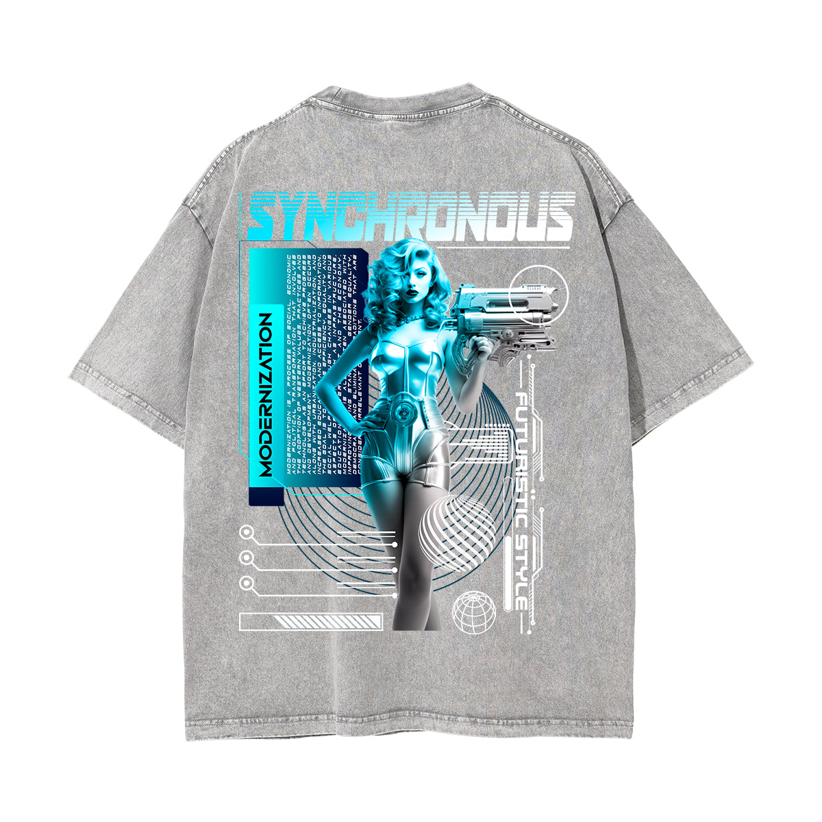 Futuristic Streetwear Chrome Graphic Tee-INNBLAC Fashion Apparel