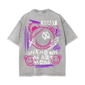 Beast Mode Graffiti Stone Wash Graphic Tee-INNBLAC Fashion Apparel