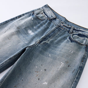 Paint Spattered Straight Leg Jeans-INNBLAC Fashion Apparel