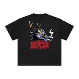 Chinese Characters Dragon Smoking Graphic Tee-INNBLAC Fashion Apparel