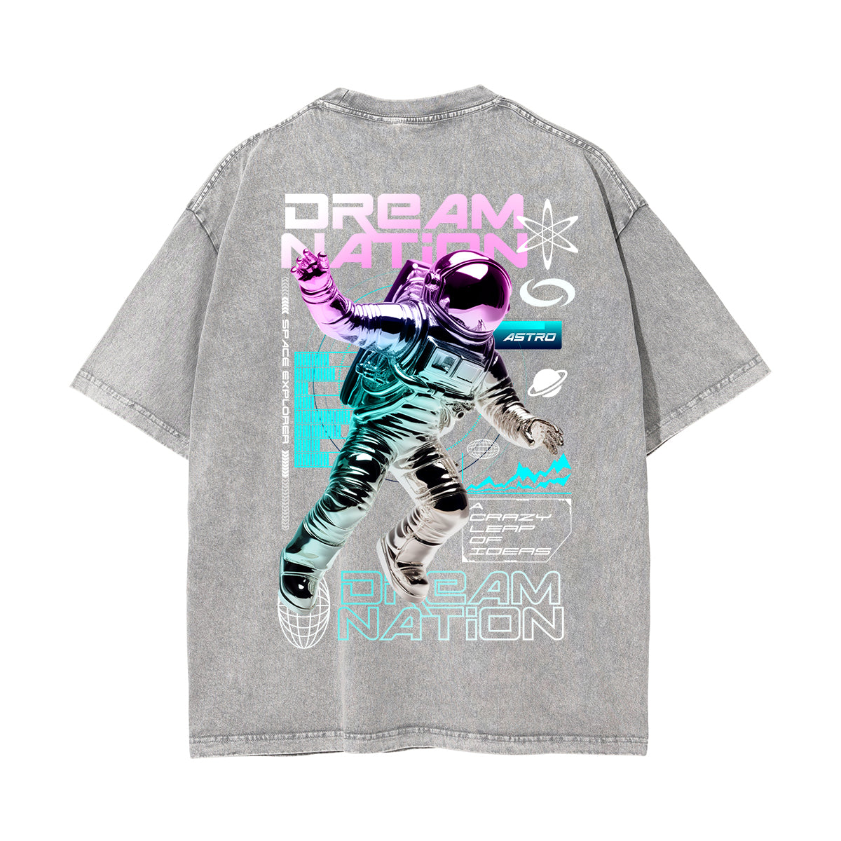 Astronaut Futuristic Streetwear Chrome Graphic Tee-INNBLAC Fashion Apparel