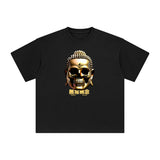 Chinese Characters Skull Buddha Graphic Tee-INNBLAC Fashion Apparel