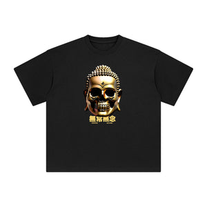 Chinese Characters Skull Buddha Graphic Tee-INNBLAC Fashion Apparel