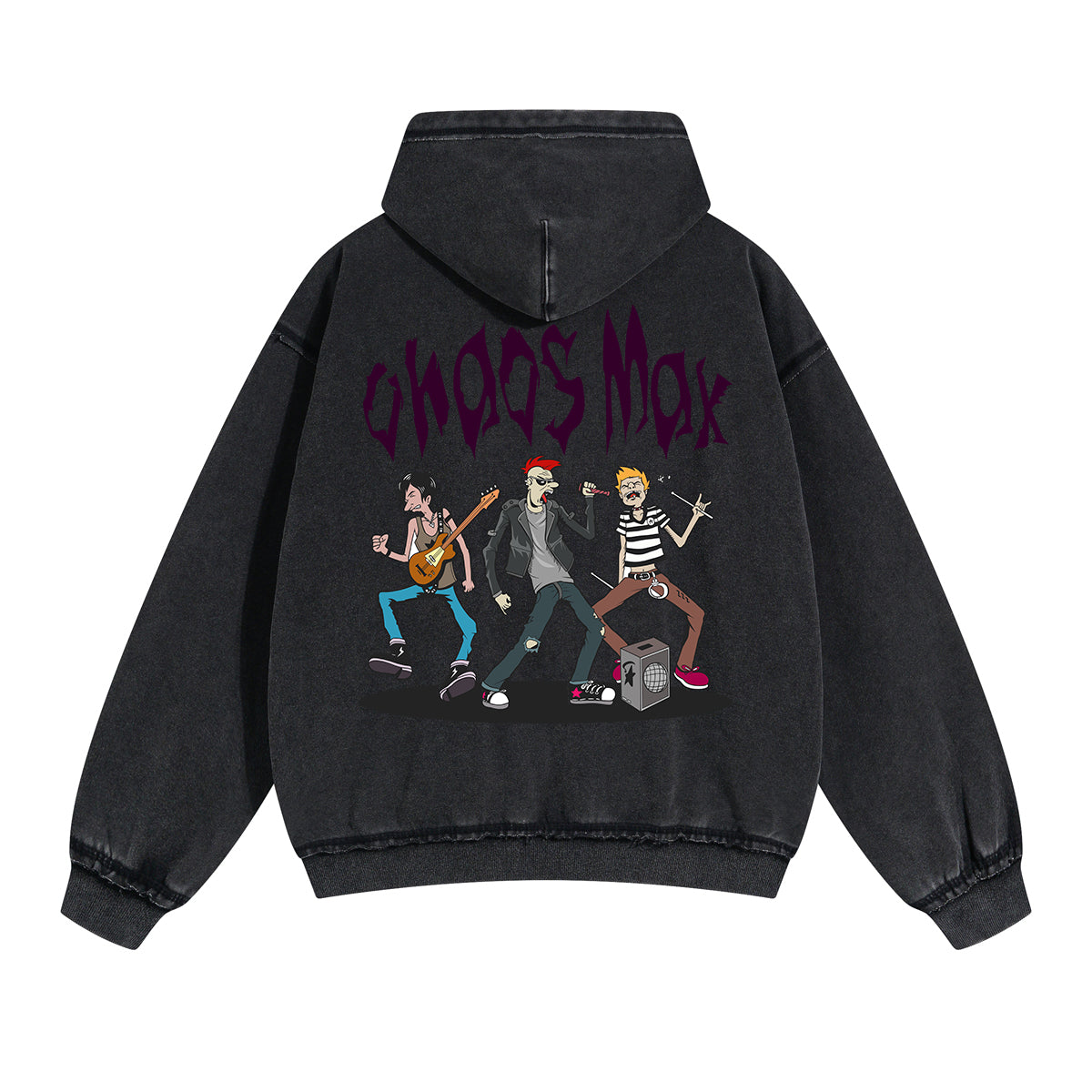 Chaos Max Street Punk Double Slider Zip Hoodie-INNBLAC Fashion Apparel