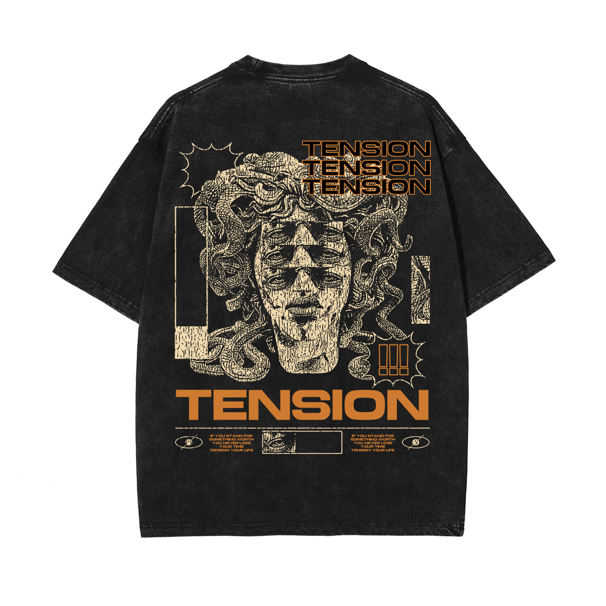 Tension Streetwear Graphic Stone Wash Tee-INNBLAC Fashion Apparel