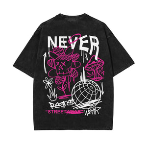 Never Regret Graffiti Graphic Washed Tee-INNBLAC Fashion Apparel