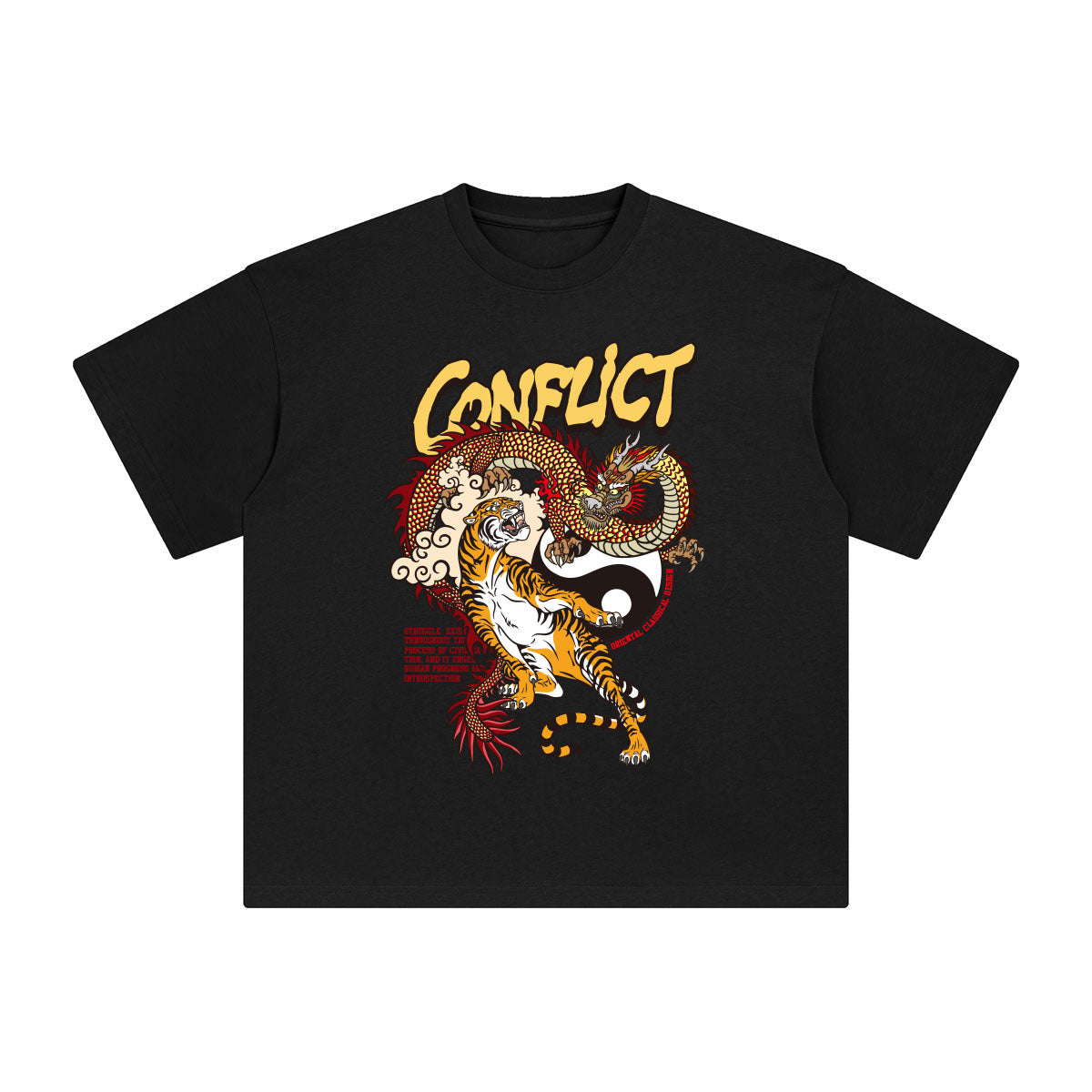 Conflict Dragon And Tiger Graphic Tee-INNBLAC Fashion Apparel