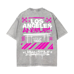 Los Angeles Graffiti Graphic Washed Tee-INNBLAC Fashion Apparel