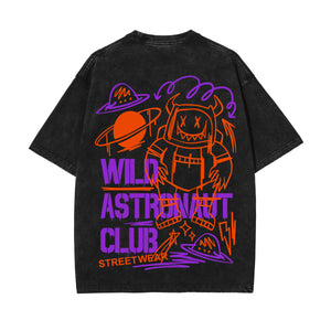 Wild Astronaut Graffiti Graphic Washed Tee-INNBLAC Fashion Apparel