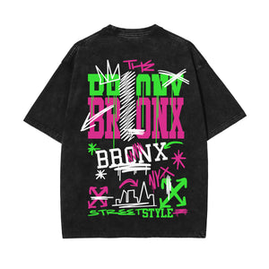 Bronx Graffiti Urban Stone Wash Graphic Tee-INNBLAC Fashion Apparel