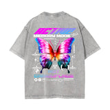 Butterfly Streetwear Chrome Graphic Washed Tee-INNBLAC Fashion Apparel