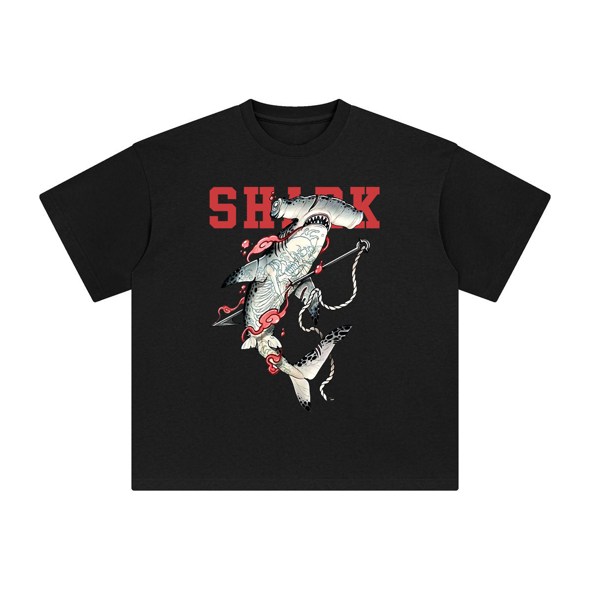 Injured Shark Graphic Tee-INNBLAC Fashion Apparel