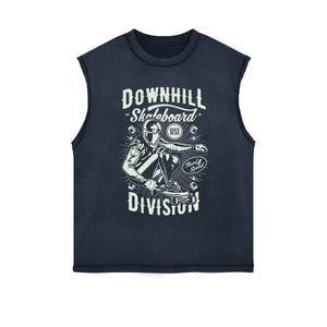 Downhill Skateboard Vintage Sleeveless Tee-INNBLAC Fashion Apparel