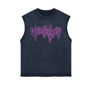 Neon Pink Graffiti Graphic Sleeveless Faded Tee-INNBLAC Fashion Apparel