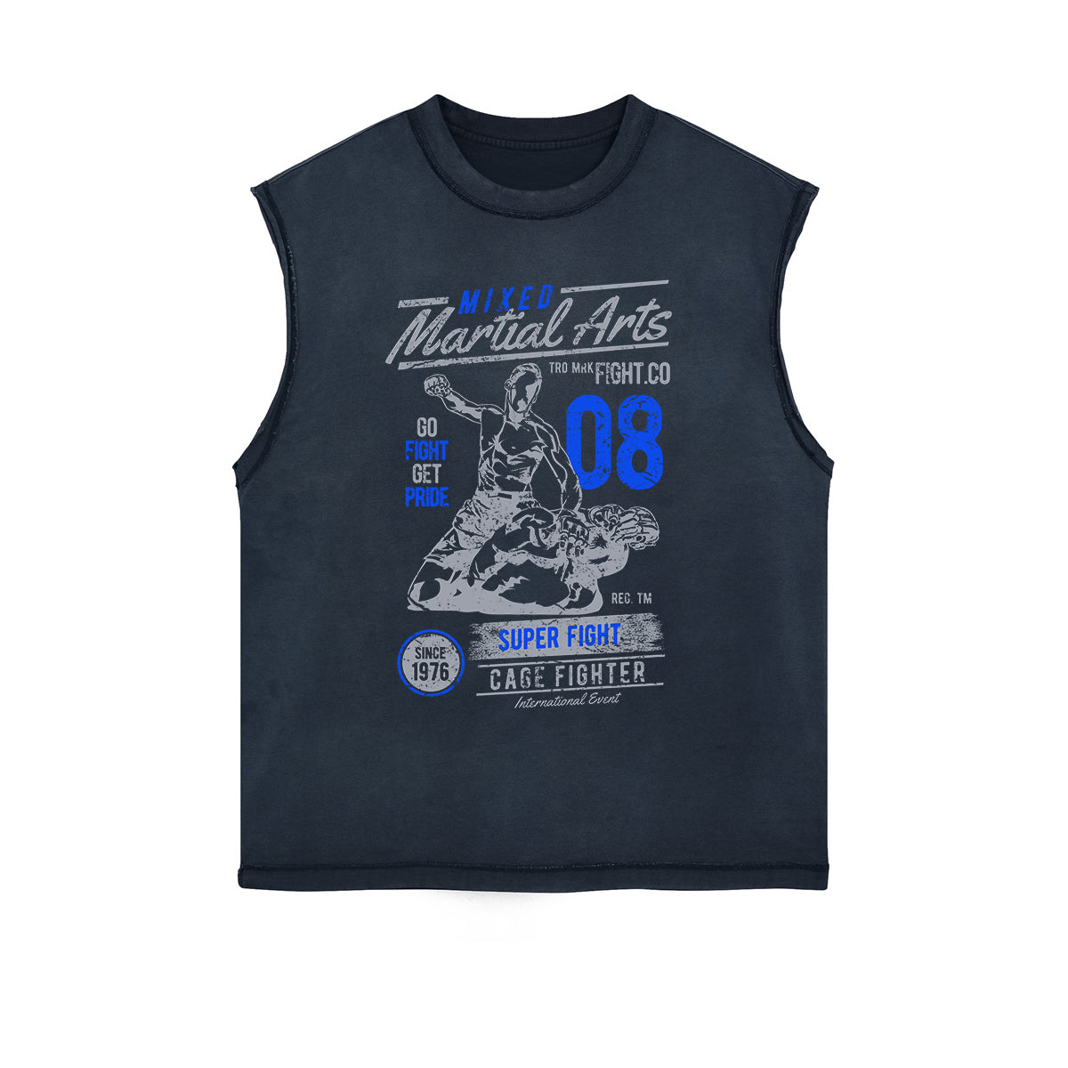 Mixed Martial Arts Retro Graphic Sleeveless Faded Tee-INNBLAC Fashion Apparel