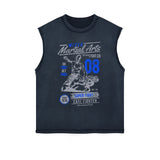 Mixed Martial Arts Retro Graphic Sleeveless Faded Tee-INNBLAC Fashion Apparel