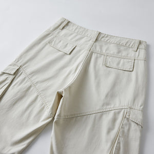 Beige Baggy Cargo Pants-INNBLAC Fashion Apparel