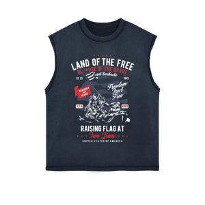 Land Of The Free Graphic Sleeveless Faded Tee-INNBLAC Fashion Apparel