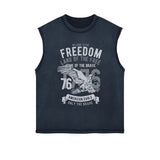 Eagle Retro Graphic Sleeveless Faded Tee-INNBLAC Fashion Apparel