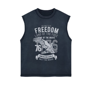 Eagle Retro Graphic Sleeveless Faded Tee-INNBLAC Fashion Apparel